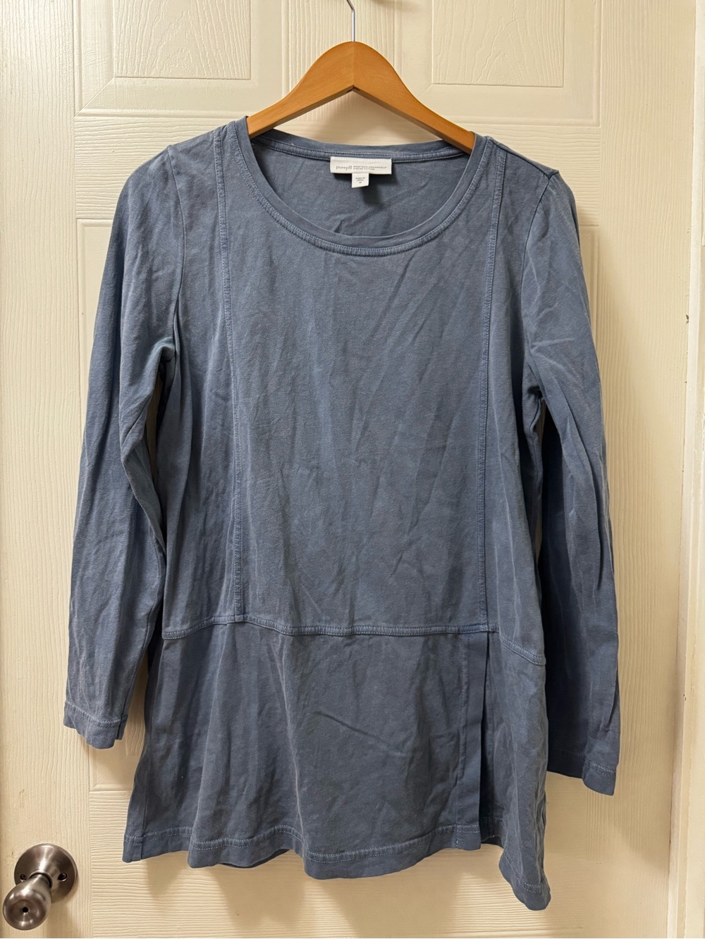 Pure Jill Slate Blue Long-Sleeve Cotton Tunic Top